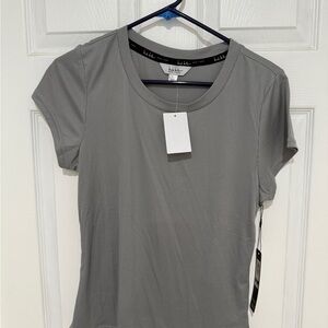 NWT Nicole Miller Ribbed Gray Short Sleeve Tee size L